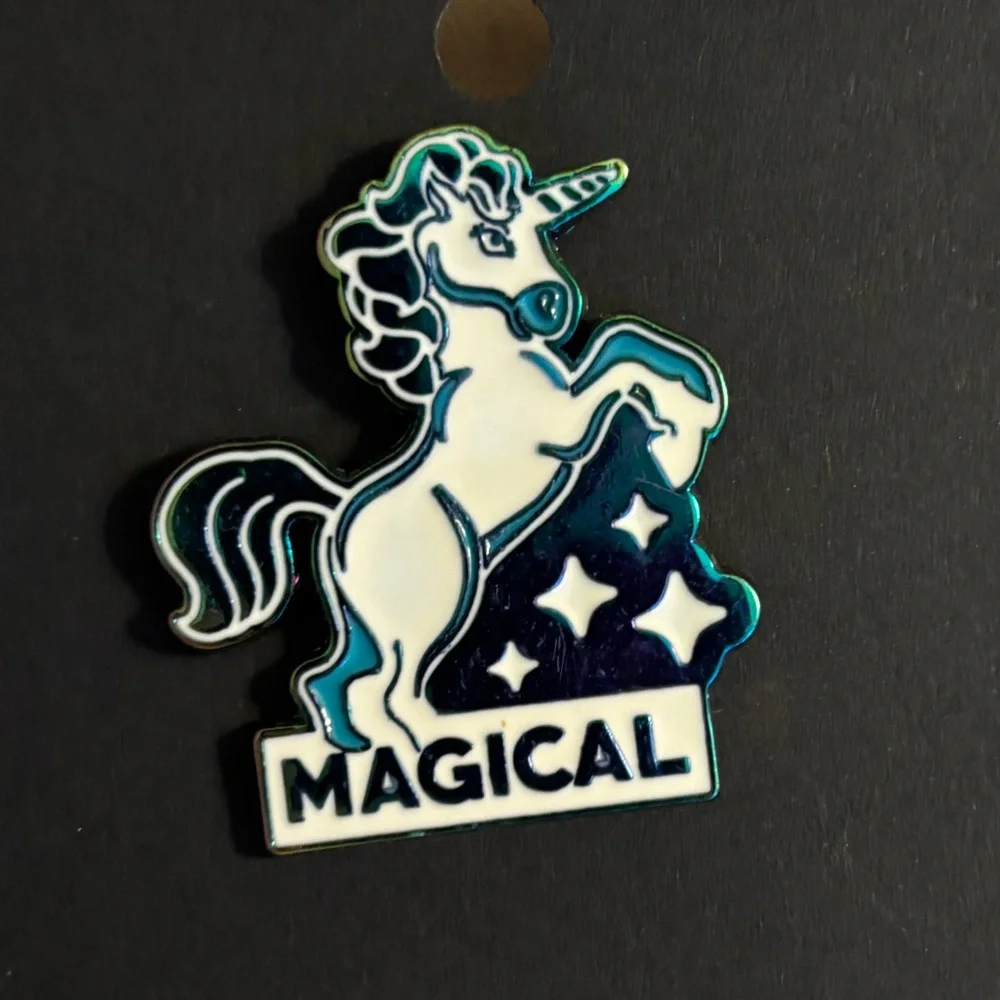 Magical Unicorn blue & white trading lapel backpack pin